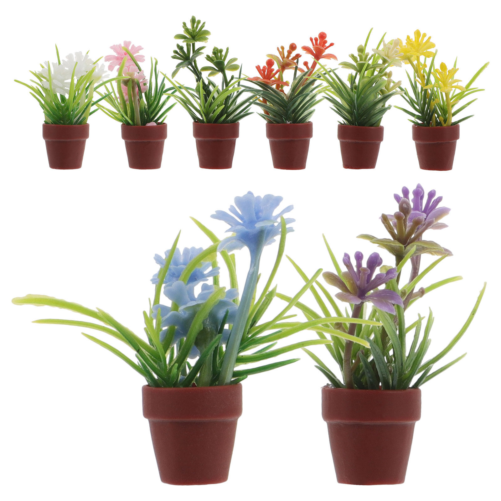 Bonsai Garden Pot - 8Pcs Miniature Artificial Potted Plants Realistic