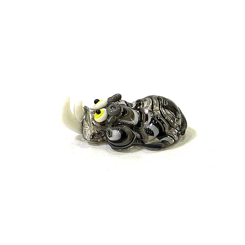 Miniature Glass Rhino Figurine - Bonsai Garden In Japan 评论和价格