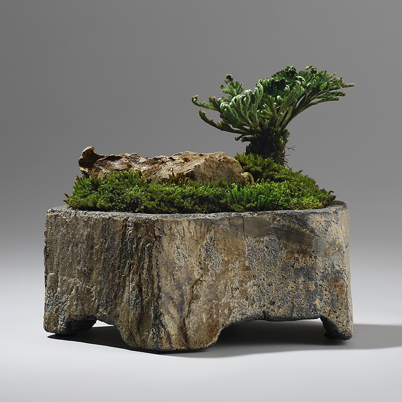 Basalt Natural Stone Flower Po - Bonsai Garden Chinese Garden 评论和价格