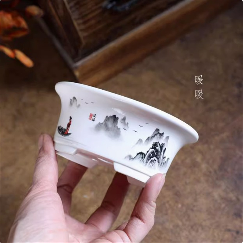 Porcelain White Oval Bonsai Po - Bonsai Garden Chinese Garden 评论和价格