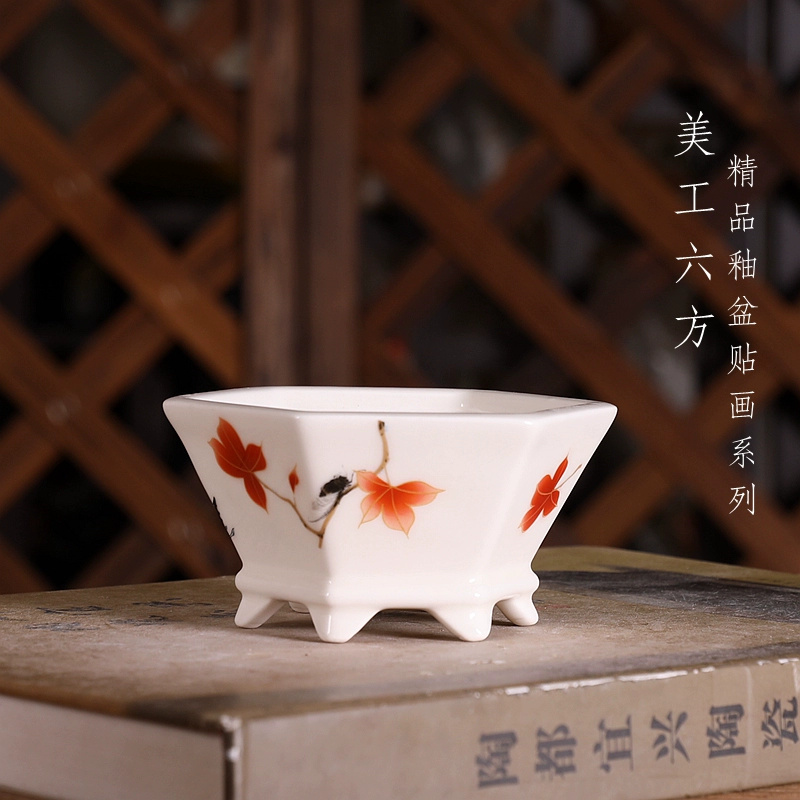 Porcelain Hexagon Bonsai Pot,S - Bonsai Garden Chinese Garden 评论和价格