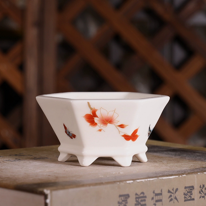 Porcelain Hexagon Bonsai Pot,S - Bonsai Garden Chinese Garden 评论和价格