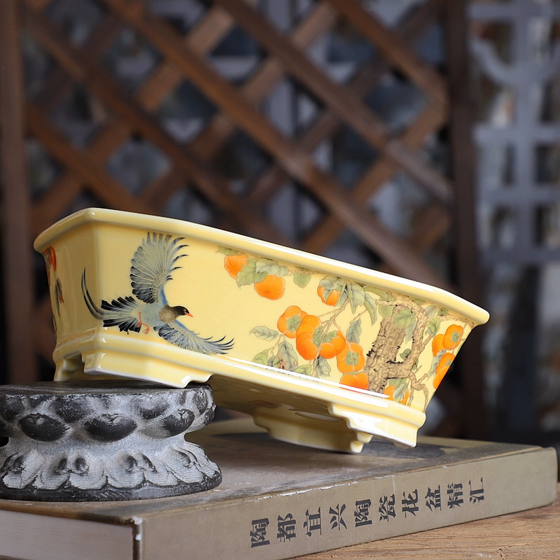 Porcelain Rectangle Bonsai Pot - Bonsai Garden Chinese Garden 评论和价格
