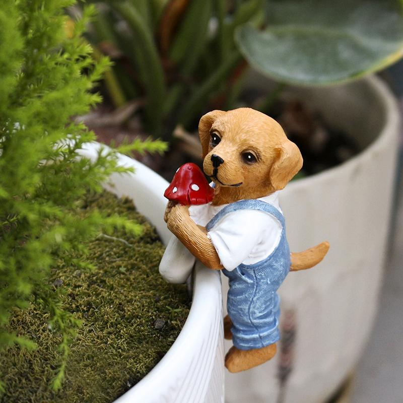 Cute Hanging Dog Figurine Flow - Bonsai Garden Pot 评论和价格