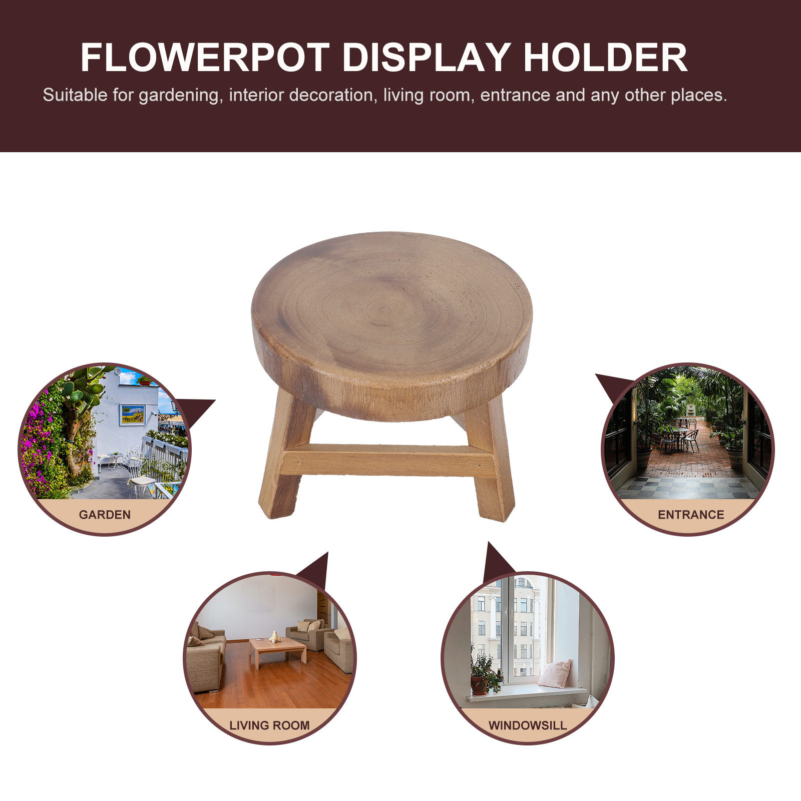 1Pcs Wooden Flower Pot Stand R - Bonsai Garden Pot 评论和价格