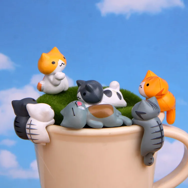 6Pcs/Set Cartoon Lucky pvc Cat - Bonsai Garden In Japan 评论和价格